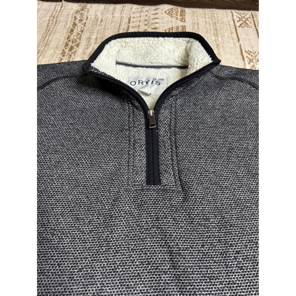 Orvis Shearling Pullover Sweater Large Quarter Zip - image 7